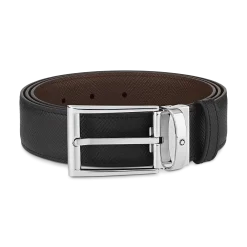 Black/brown 35 mm reversible leather belt