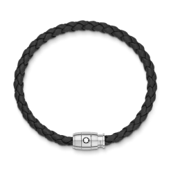Bracelet Steel 3 rings closing and Black leather