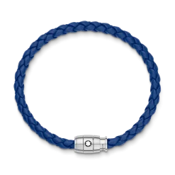 Bracelet Steel 3 rings closing and Blue leather