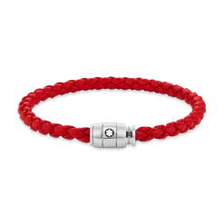 Bracelet Steel 3 rings closing and Red leather
