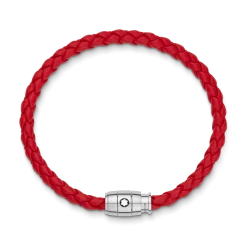 Bracelet Steel 3 rings closing and Red leather