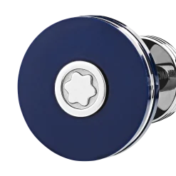 Cufflinks, round in stainless steel with blue resin