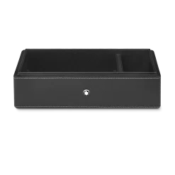 Desk Box in leather for three writing instruments and an ink bottle