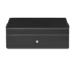 Desk Box in leather for three writing instruments and an ink bottle