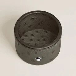 Desk Tray Medium, Ostrich-Embossed Leather, Khaki