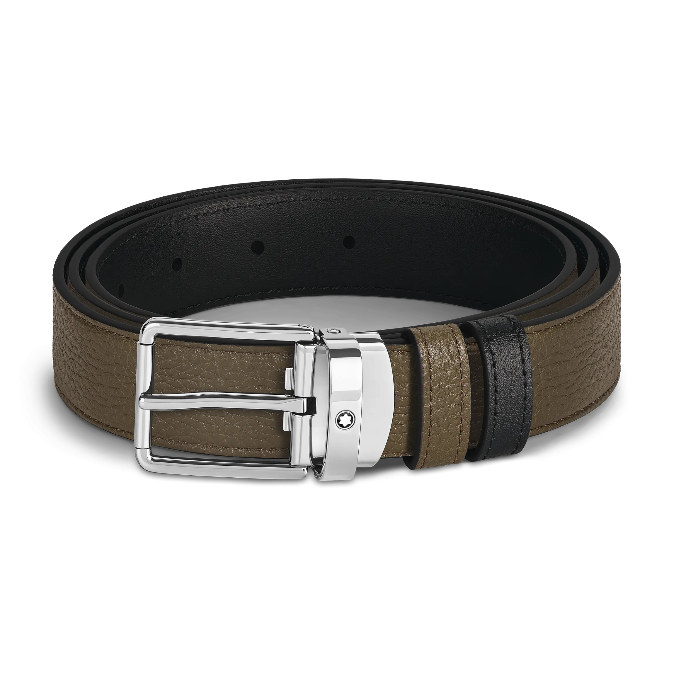 Everyday buckle khaki/black 30mm reversible leather belt