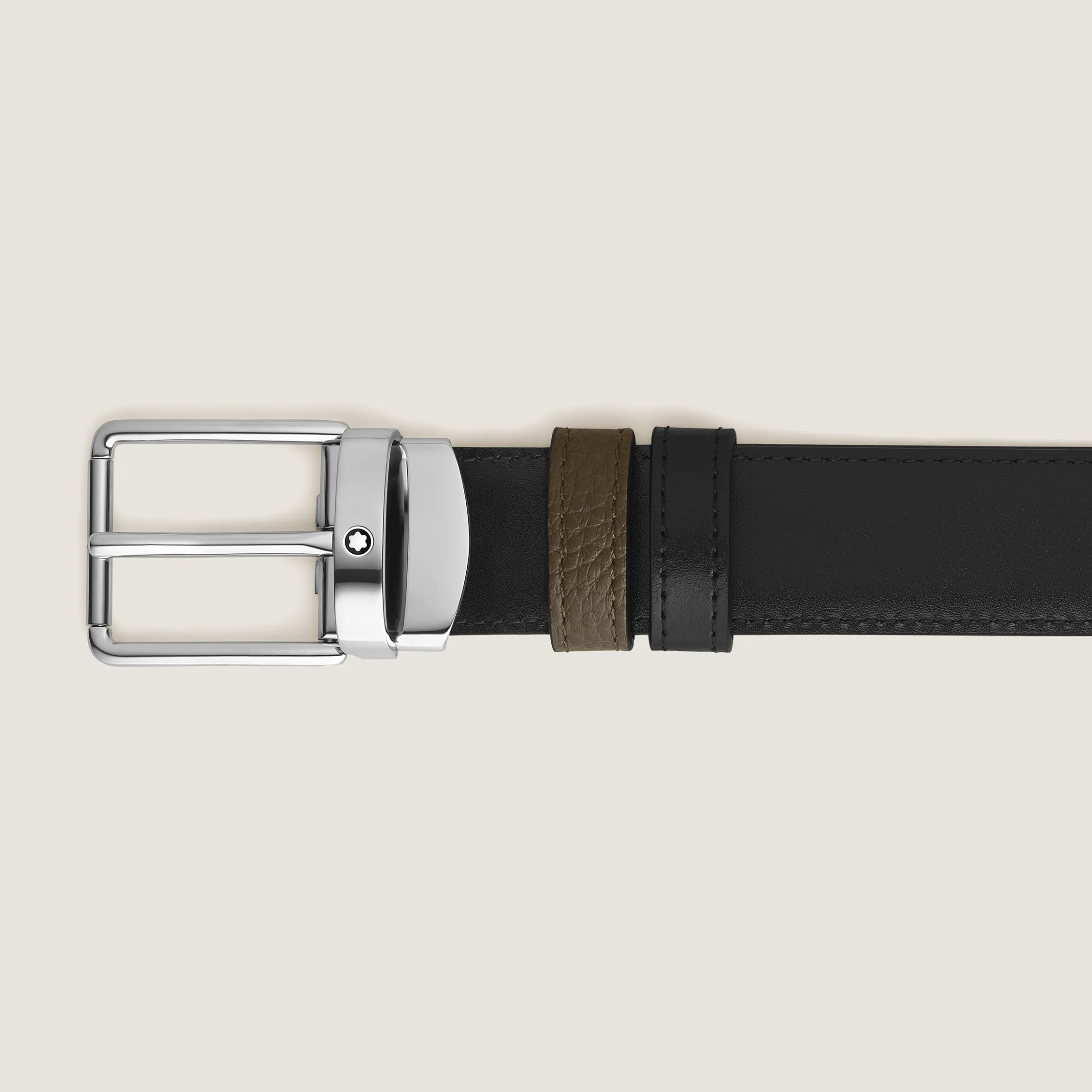 Everyday buckle khaki/black 30mm reversible leather belt