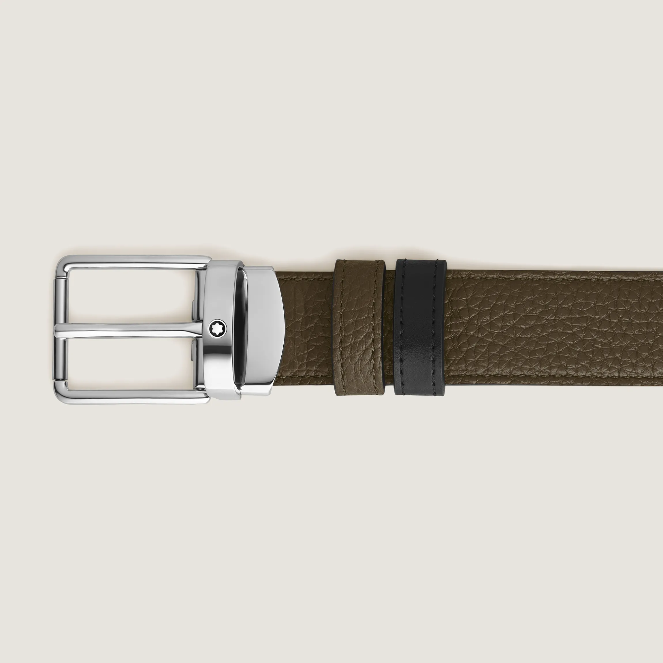 Everyday buckle khaki/black 30mm reversible leather belt