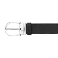 Horseshoe buckle black/brown 35 mm reversible leather belt