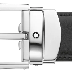 Horseshoe buckle black/brown 30 mm reversible leather belt