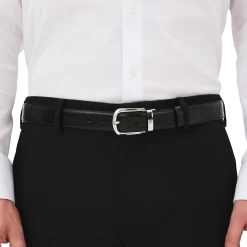Horseshoe buckle black/brown 30 mm reversible leather belt
