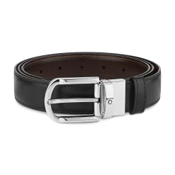 Horseshoe buckle black/brown 30 mm reversible leather belt