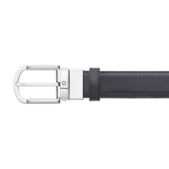 Horseshoe buckle black/brown 30 mm reversible leather belt