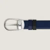 Horseshoe buckle black/ink blue 30mm reversible leather belt