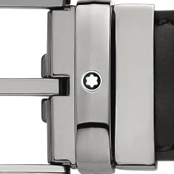 Horseshoe buckle black 35 mm leather belt