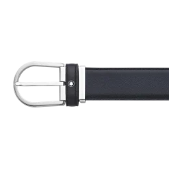 Horseshoe buckle blue 35 mm leather belt