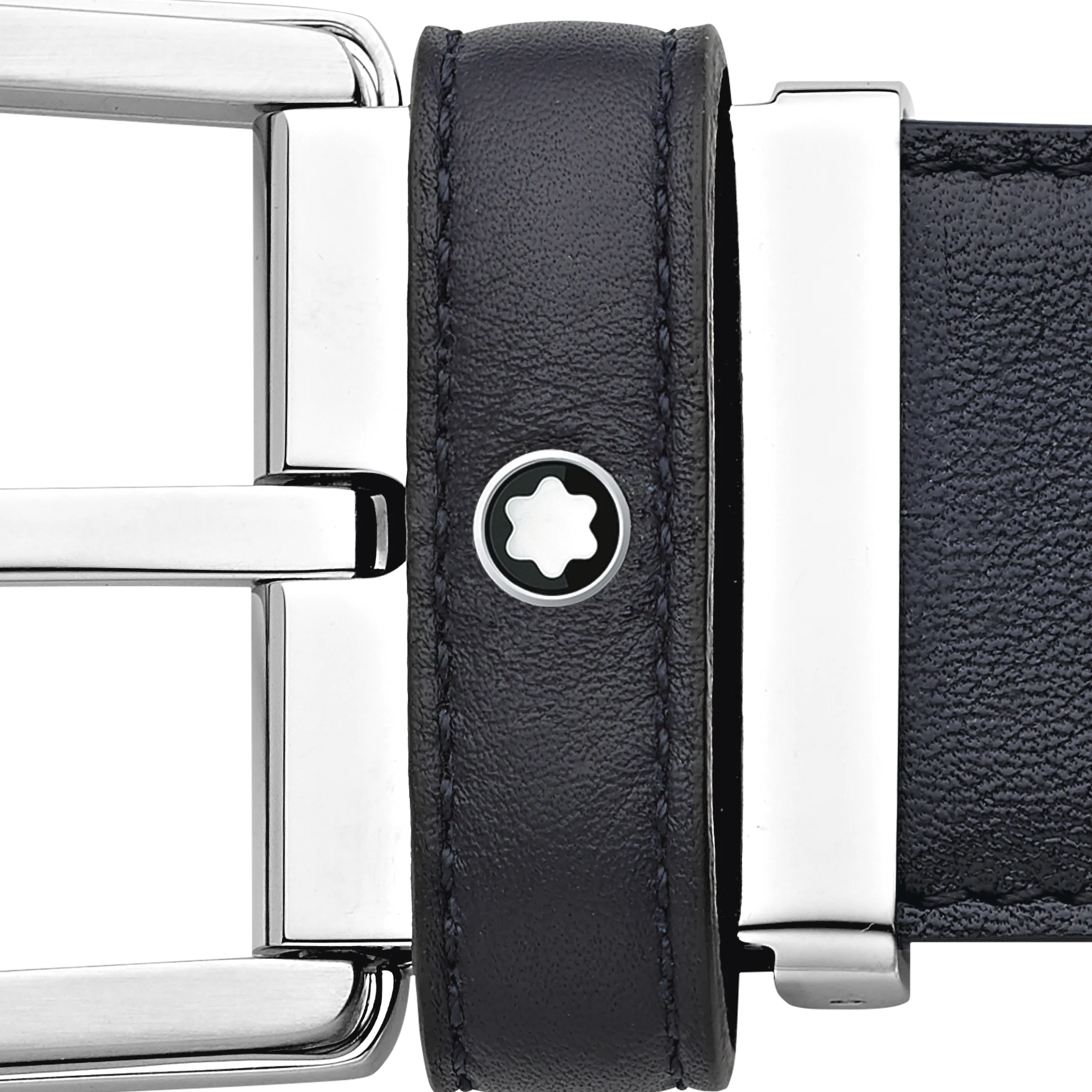 Horseshoe buckle blue 35 mm leather belt