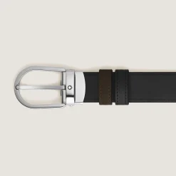 Horseshoe buckle brown/black 30mm reversible leather belt