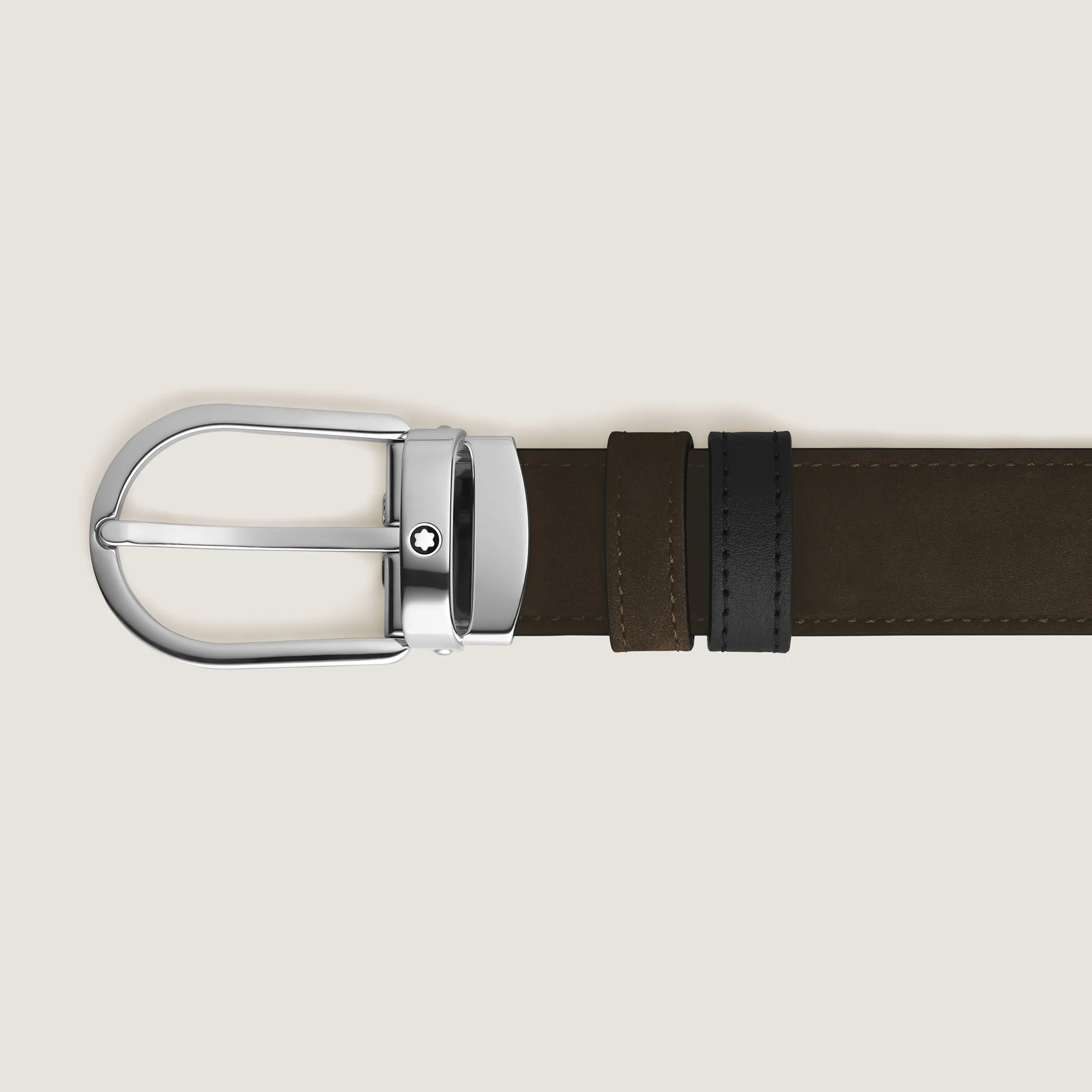 Horseshoe buckle brown/black 30mm reversible leather belt