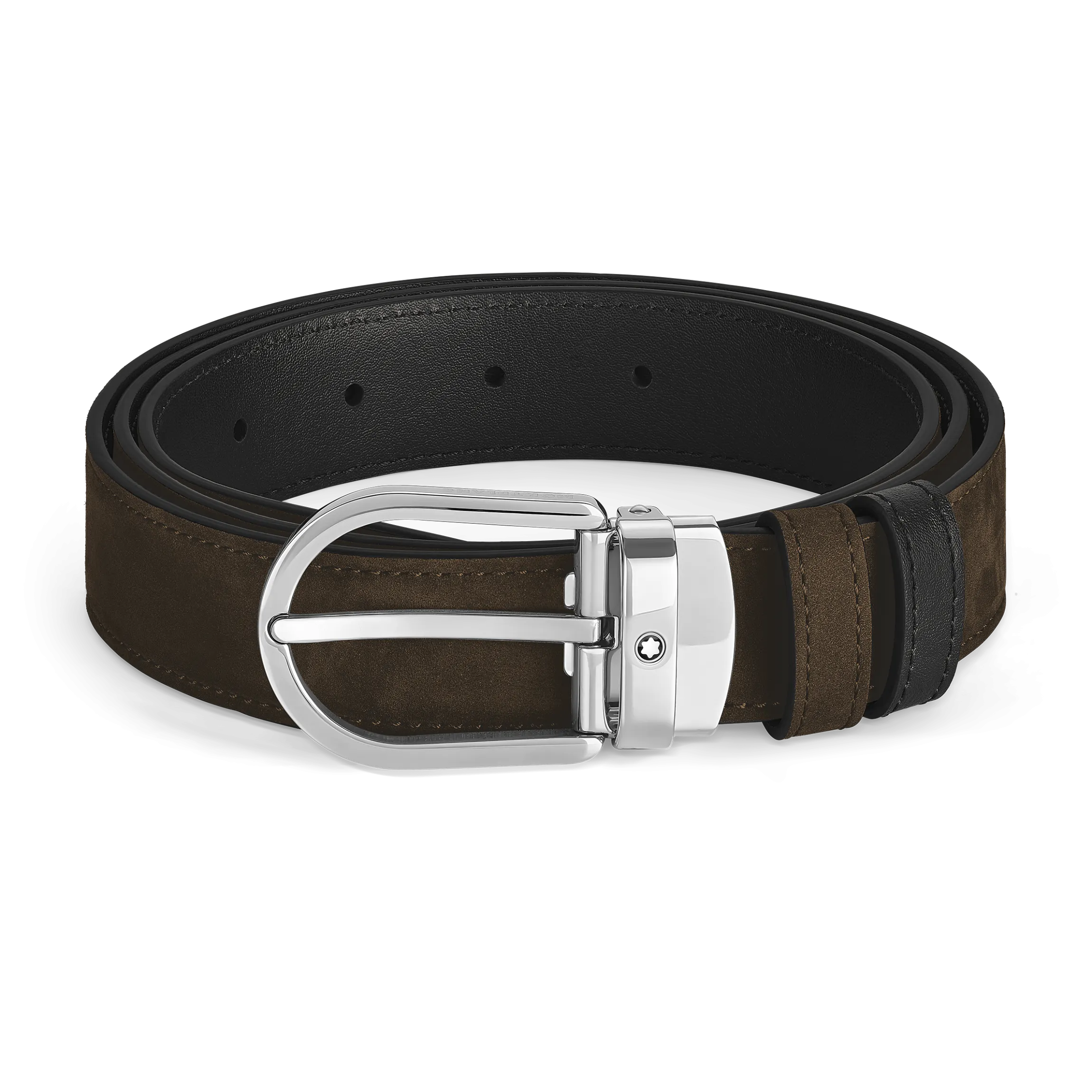 Horseshoe buckle brown/black 30mm reversible leather belt