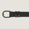 Horseshoe light buckle black/black 30mm reversible leather belt
