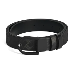 Horseshoe light buckle black/black 30mm reversible leather belt