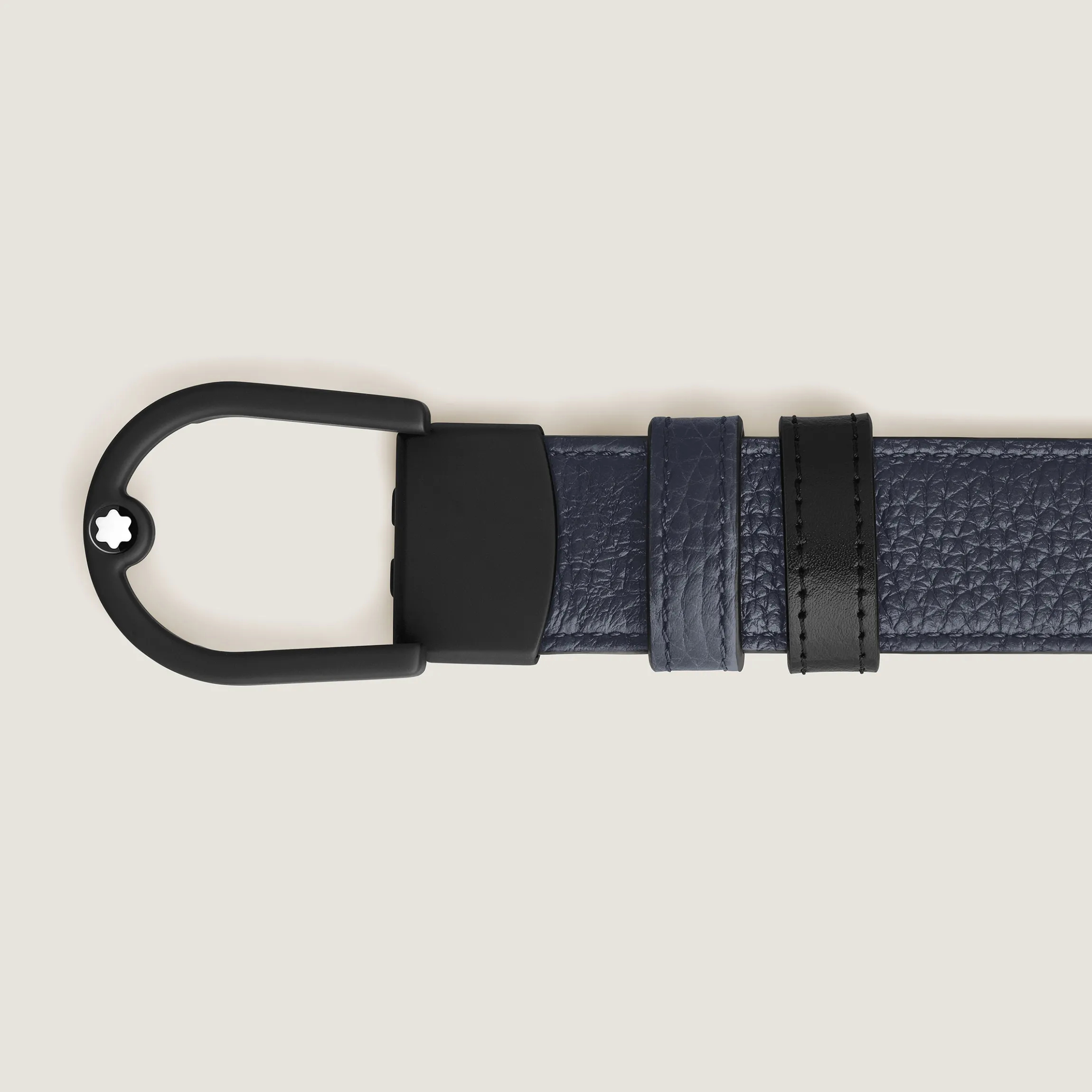 Horseshoe light buckle midnight blue/black 30mm reversible leather belt