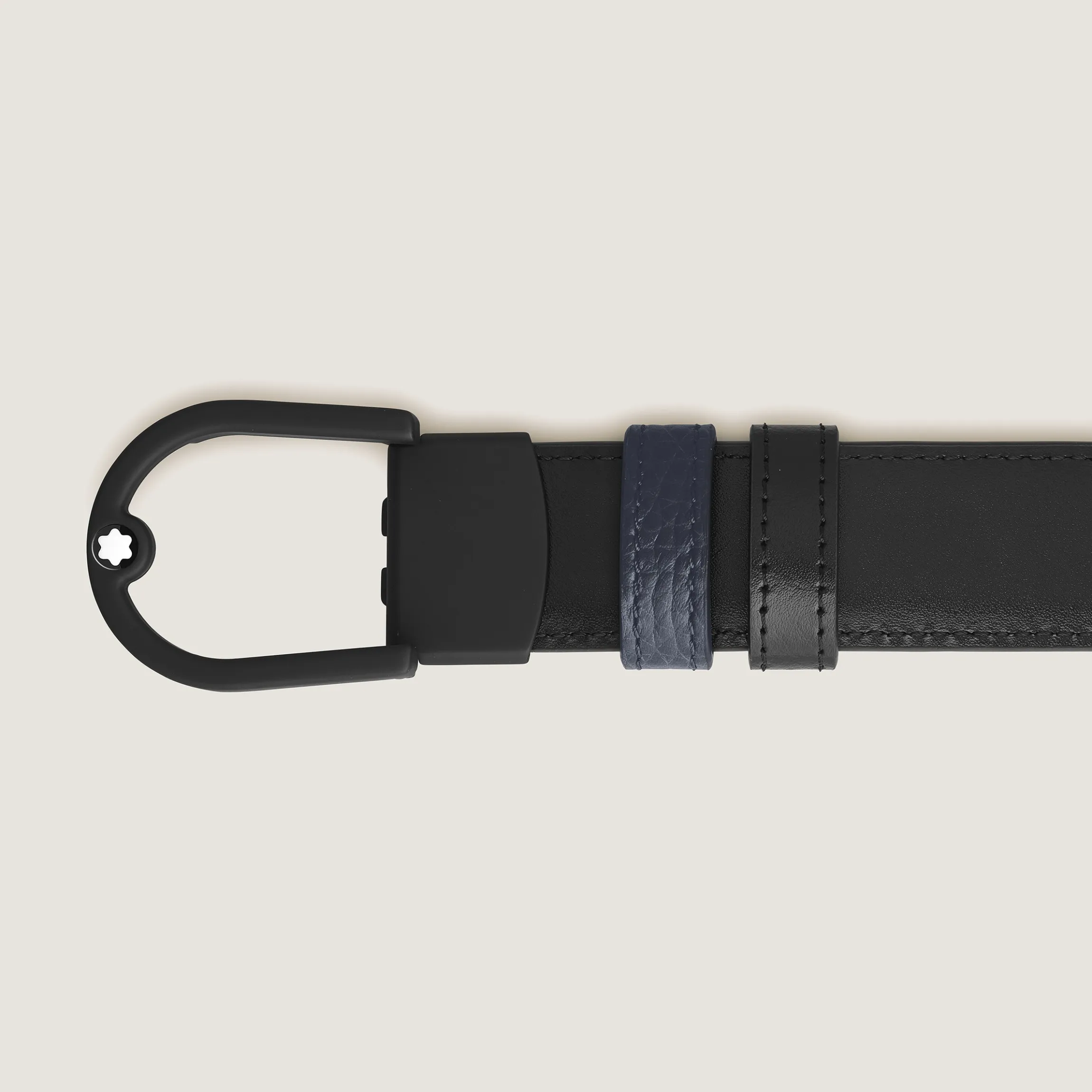 Horseshoe light buckle midnight blue/black 30mm reversible leather belt