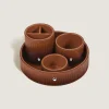 Large Round Desk Tray in Corteccia Sfumato Leather
