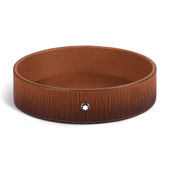 Large Round Desk Tray in Corteccia Sfumato Leather