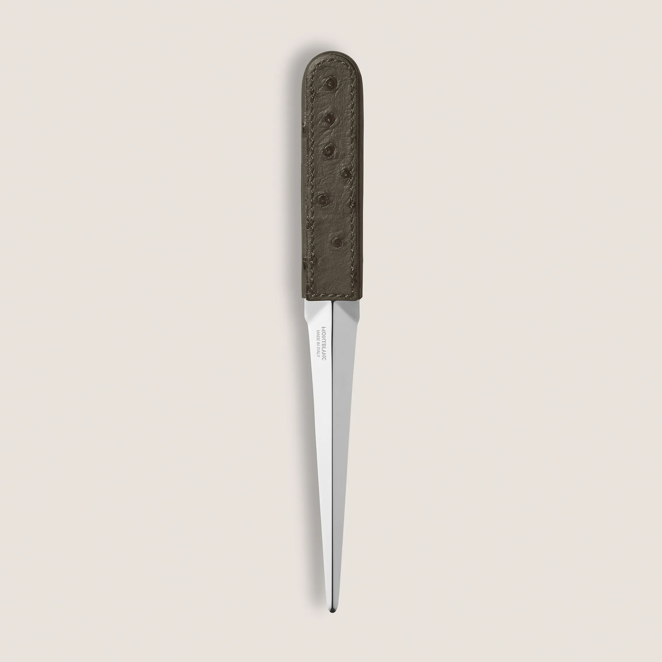 Letter Opener, Ostrich-Embossed Leather, Khaki