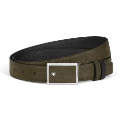 Marquetry Plate 30 mm Reversible Belt in Sartorial Leather