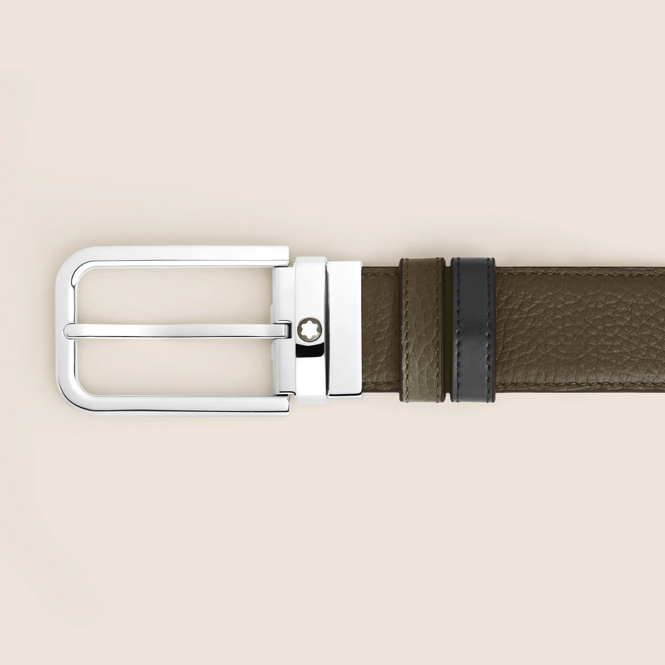 35 mm Reversible Belt in Grain Leather with Rectangular Buckle