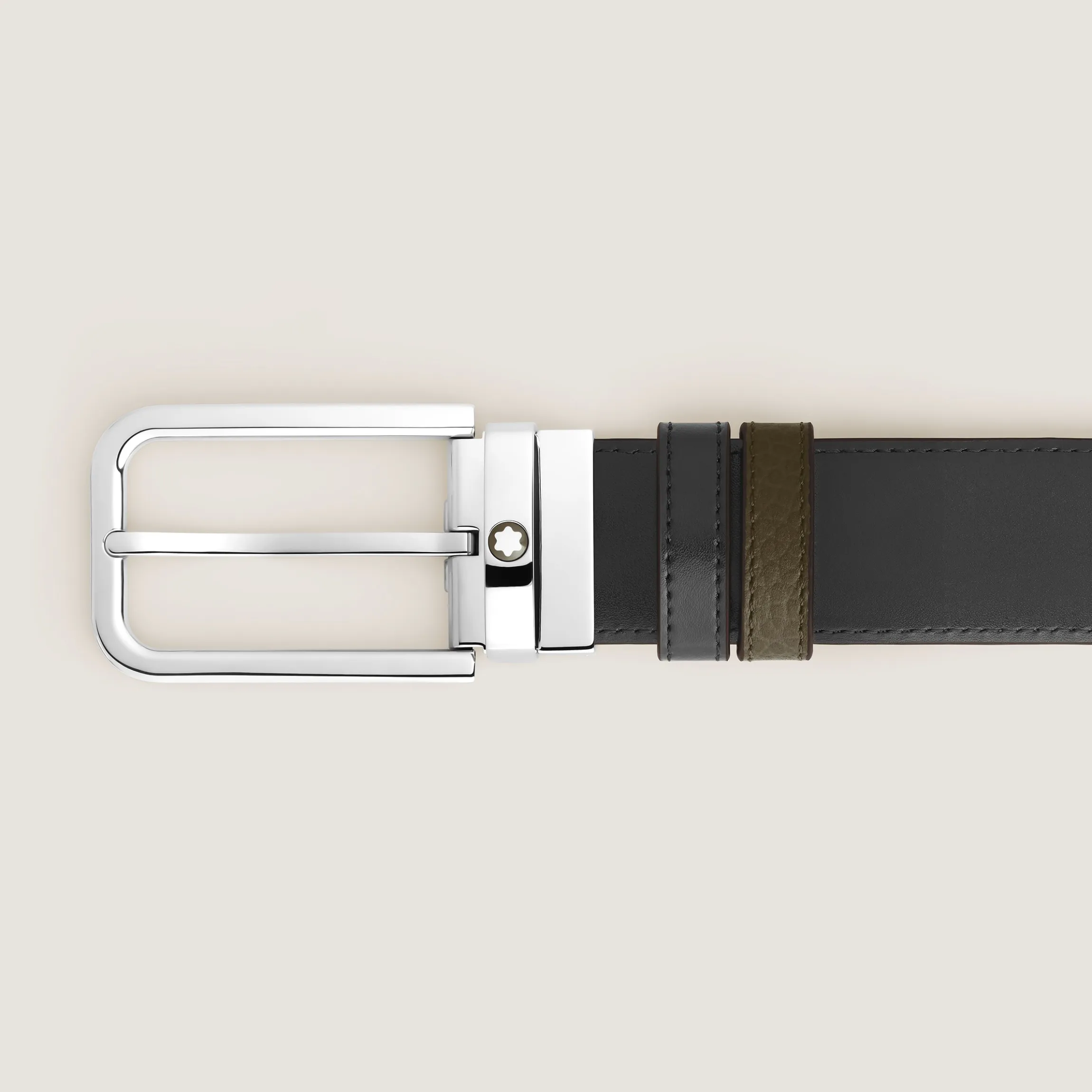 35 mm Reversible Belt in Grain Leather with Rectangular Buckle