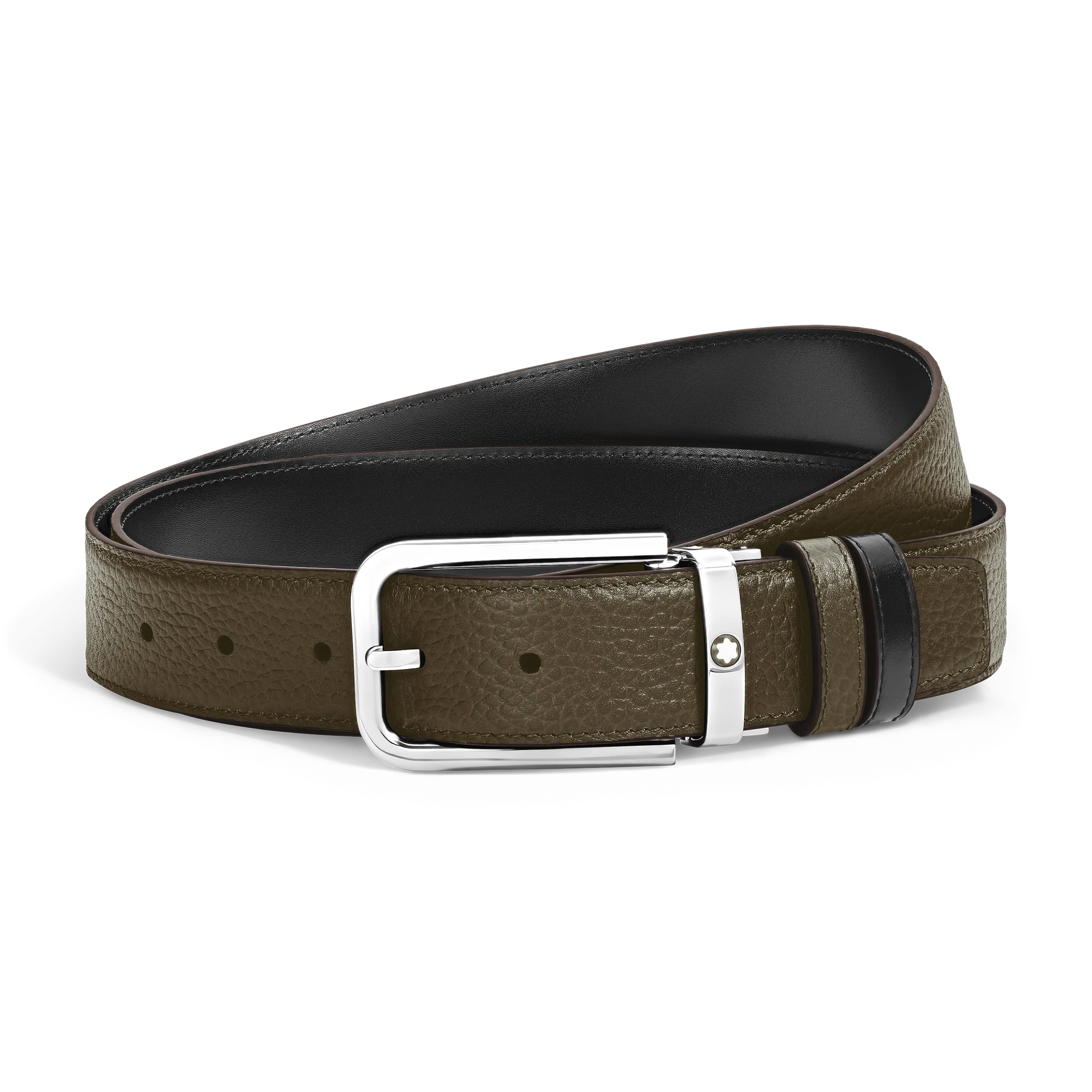 35 mm Reversible Belt in Grain Leather with Rectangular Buckle