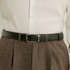 30 mm Reversible Belt in Sartorial Leather with Rectangular Buckle