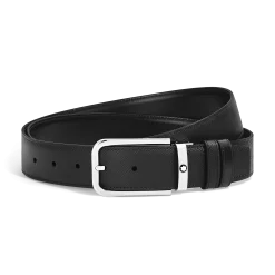35 mm Reversible Belt in Sartorial Leather with Rectangular Buckle