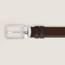 30 mm Reversible Belt in Sartorial Leather with Rectangular Buckle