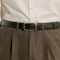 30 mm Reversible Belt in Sartorial Leather with Rectangular Buckle