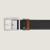 35 mm Reversible Belt in Sartorial Leather with Rectangular Buckle