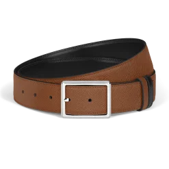 35 mm Reversible Belt in Sartorial Leather with Rectangular Buckle