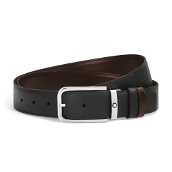 35 mm Reversible Belt in Sartorial Leather with Rectangular Buckle