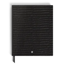 Notebook Large, Croco-Embossed Leather, Black - Lined Pages