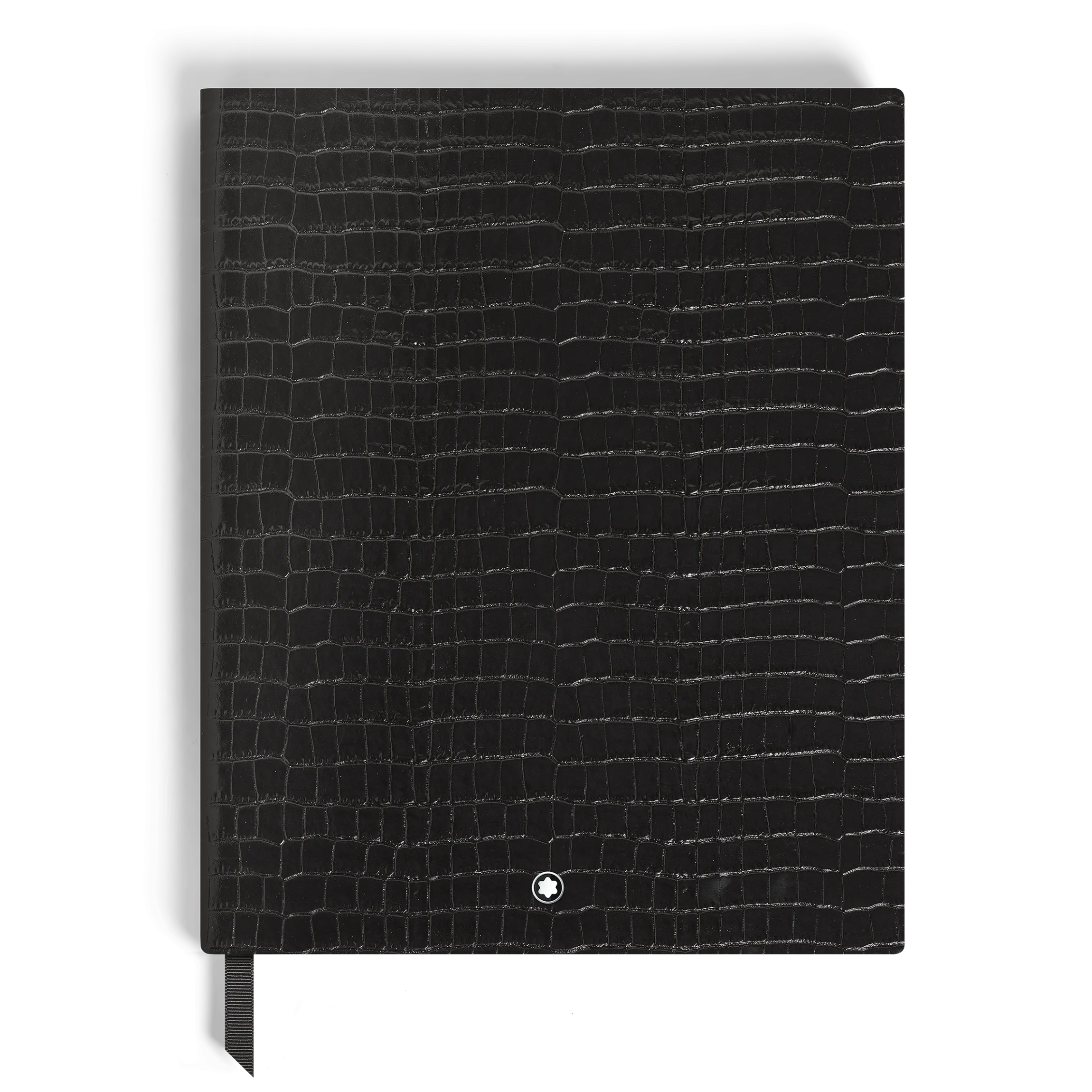Notebook Large, Croco-Embossed Leather, Black - Lined Pages