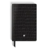 Notebook Small, Croco-Embossed Leather, Black - Lined Pages