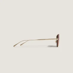 Oval Sunglasses with Gold Coloured Metal Frame