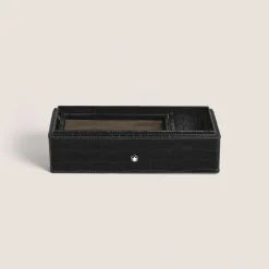Pen Box, Croco-Embossed Leather, Black
