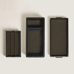 Pen Box, Croco-Embossed Leather, Black