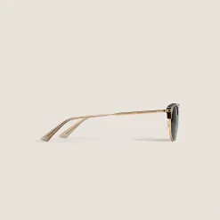 Rectangular Sunglasses with Gold Coloured Metal Frame