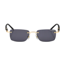 Rectangular Sunglasses with Gold-Colored Metal Frame